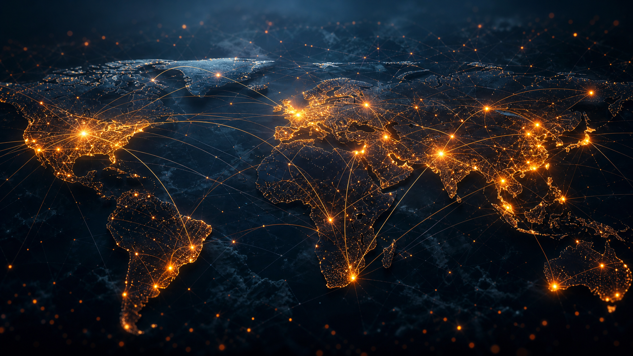 Global network visualization with connected nodes